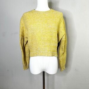 A.L.C. Yellow Marled Knit Cropped Sweater Size Small Cotton Cashmere Blend